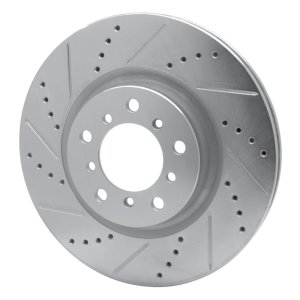 BMW M3 Brake Rotor (1) - Right Front - R1 Concepts - Drilled & Slotted - Silver - `01-`06